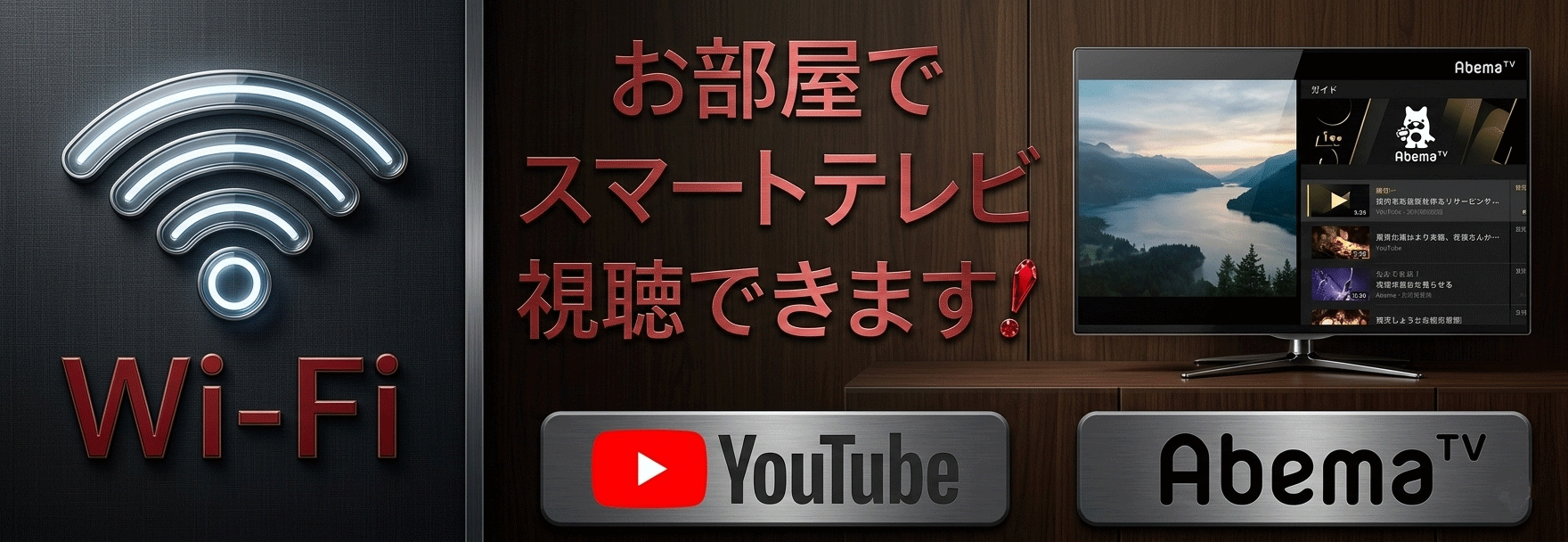 お部屋でスマートテレビを視聴できます！